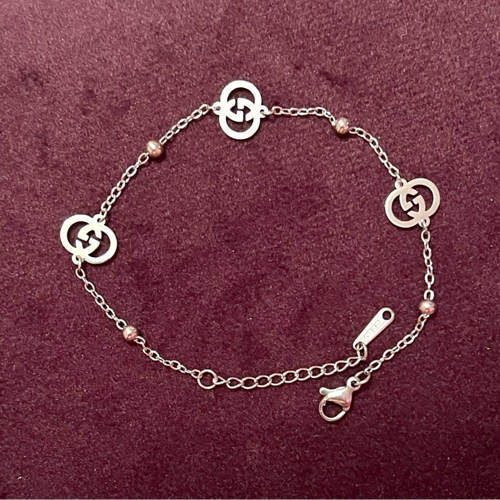 Upcycled Stainless Steel Designer Inspired GG Chain Bracelet